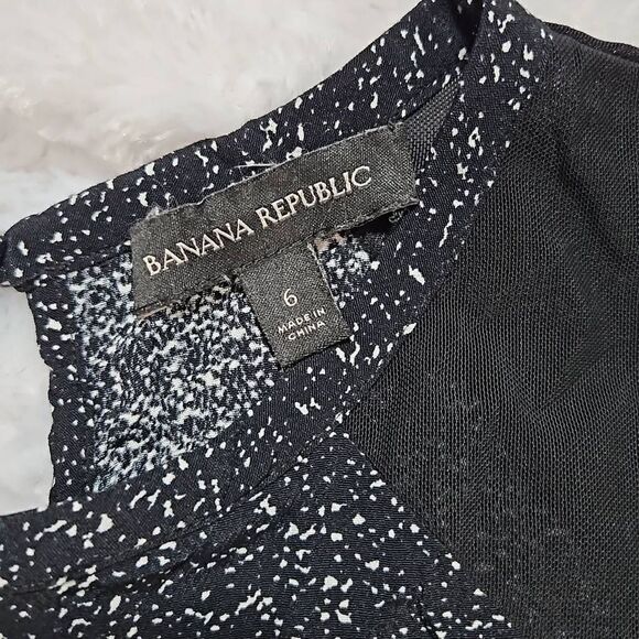 Black and White Banana Republic Size 6 Mesh Shoulder Dress with pockets - Picture 5 of 11
